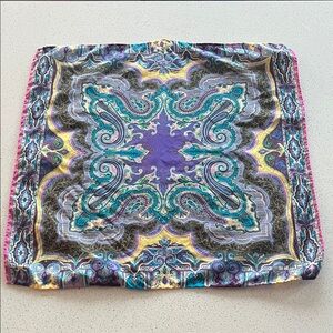 Etro Small Silk Scarf Paisley Pink Lilac Yellow Blue